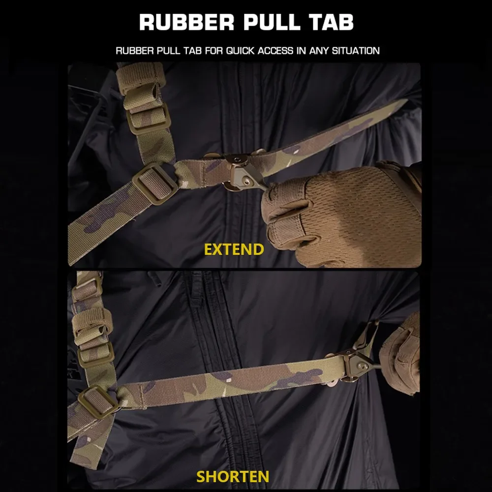 Eslinga táctica estilo Ferro de un solo punto con anillo de tracción fija rápida, correa para el hombro, Rifle de caza, cuerda Airsoft ajustable - imagen 3