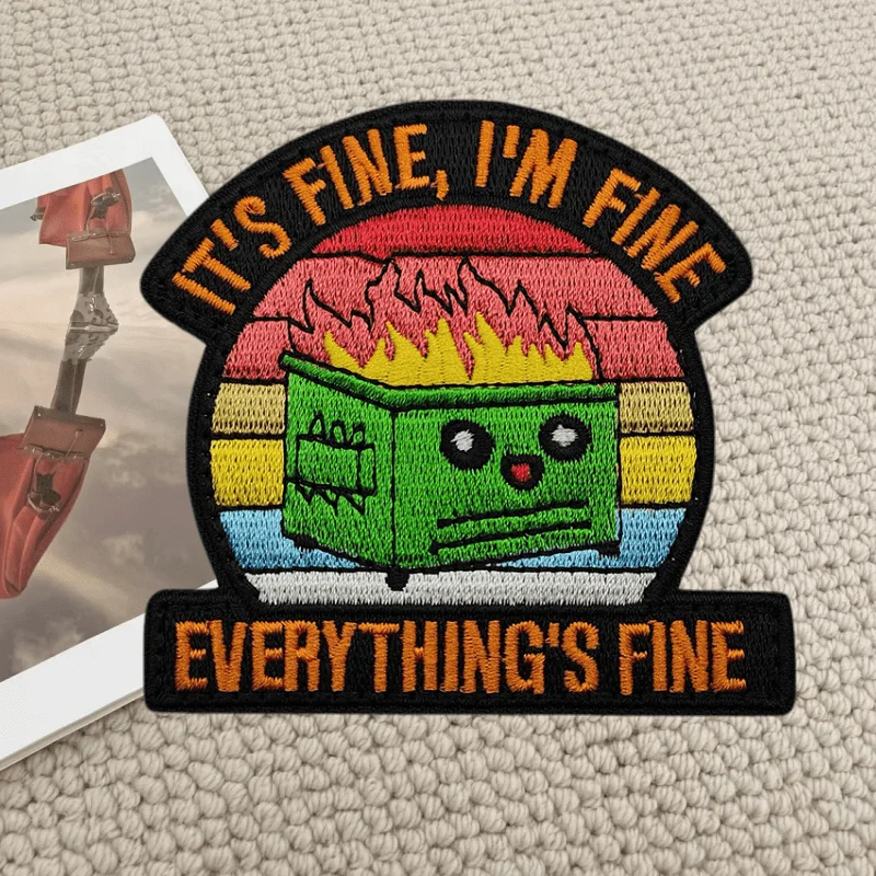 Parche bordado de cubo de basura de arcoíris, insignia de moral táctica con gancho y bucle, brazalete militar, mochila, parches adhesivos para ropa - imagen 2