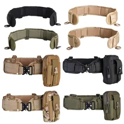 Cinturón de batalla táctico MOLLE para hombre, conjunto de cinturón de batalla para caza, cinturón interior para exteriores con bolsa de herramientas para teléfono