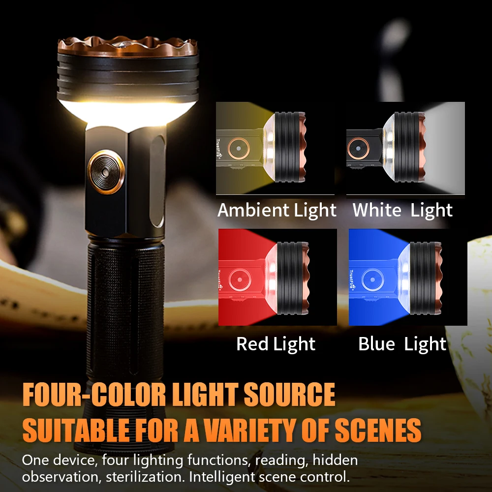 Trustfire TC50 5100LM linterna táctica recargable antorcha puntual unificado/iluminación de inundación luz de advertencia luz de ambiente para acampar - imagen 3