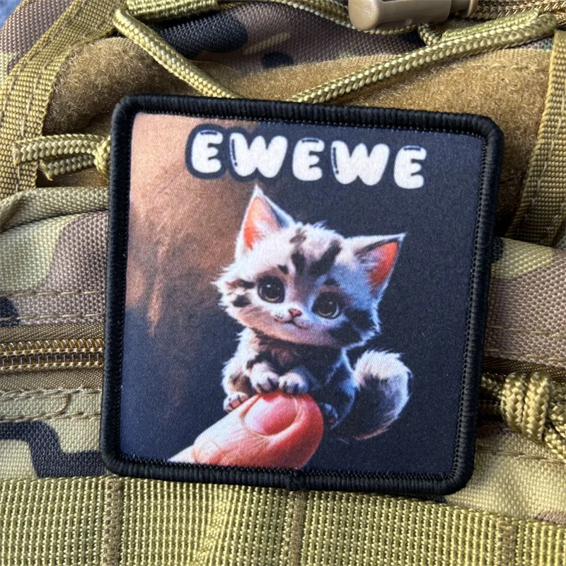 Parche estampado de gato para ropa, insignias de moral táctica, parches militares con gancho, pegatinas para mochila - imagen 4