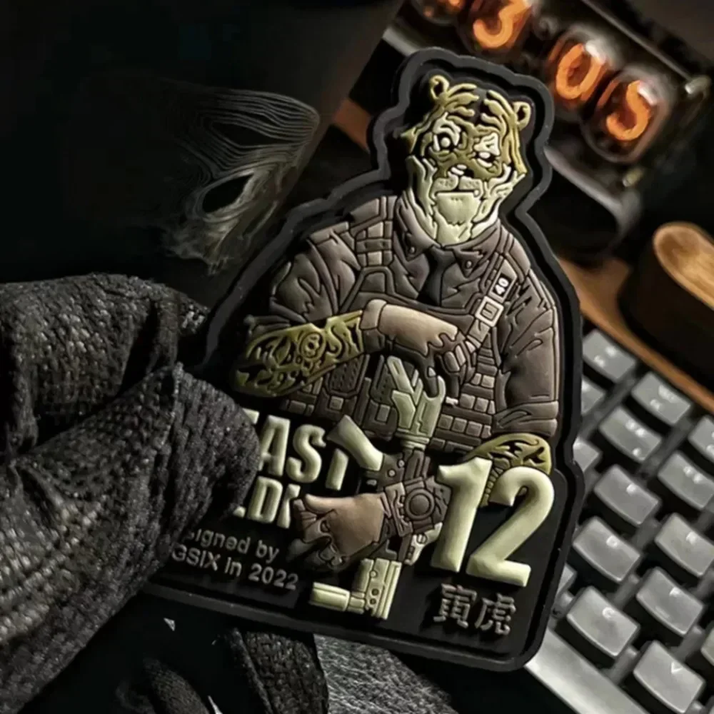 Parche de equipo táctico de animales de PVC 3D, gancho de guerrero de bestia, pegatinas del zodiaco chino, mochila con insignia de moral militar de conejo, Tigre y Dragón - imagen 2