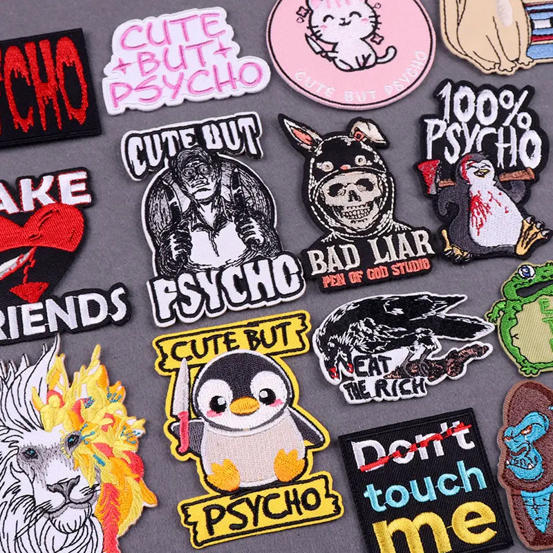 Parche bordado lindo pero psicótico, parches para planchar en ropa, parches divertidos de rayas de animales para insignias de ropa en decoración de mochila