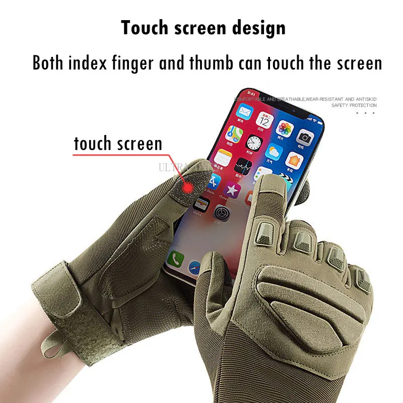 Guantes tácticos de dedo completo para trabajo y caza, manoplas de Palma gruesas a prueba de golpes, guantes militares de tiro para deportes, guante de pantalla táctil - imagen 4