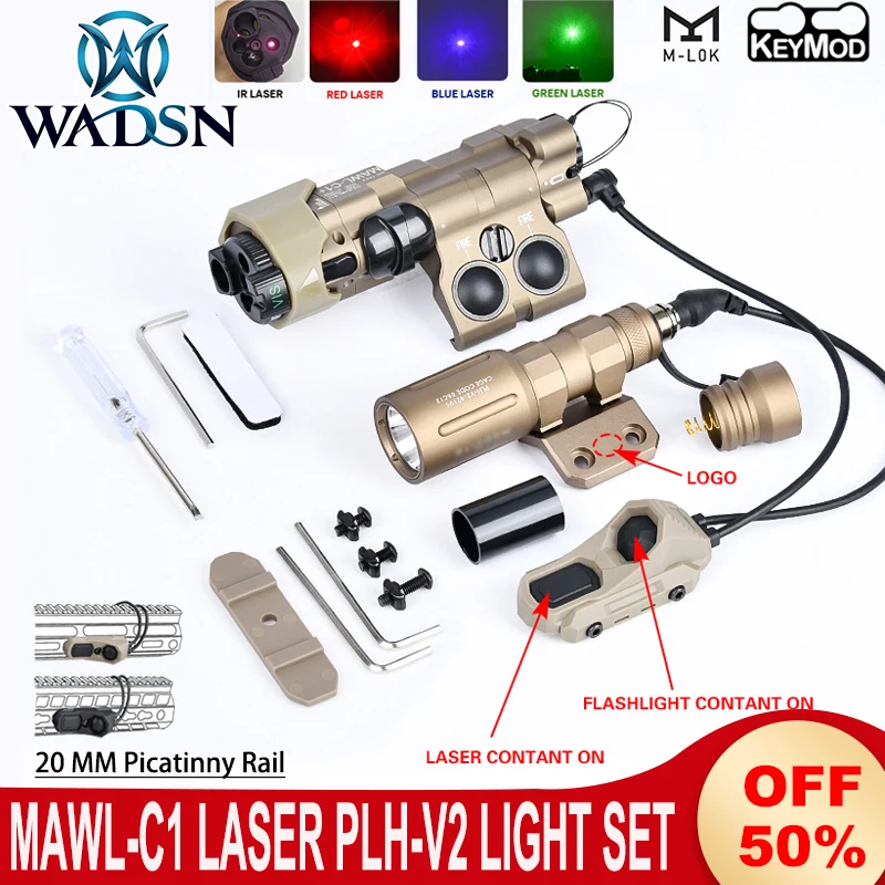 Wadsn MAWL C1 luz 1000 lúmenes PLHv2 linterna UNAXON interruptor de doble función Mawl IR lámpara de iluminación rojo verde azul láser - imagen 3