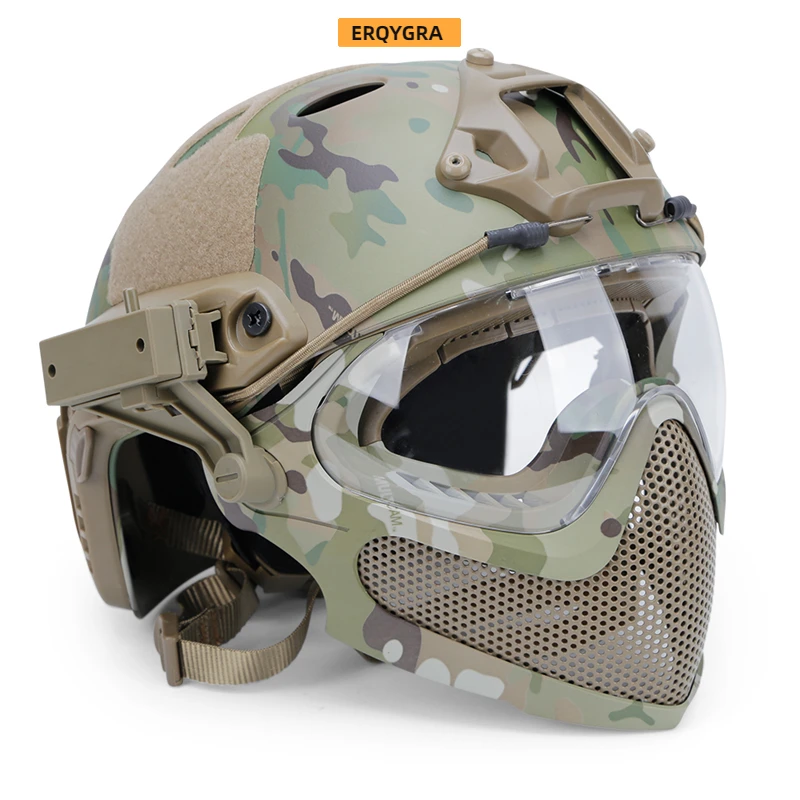 ERQYGRA casco de piloto de caza táctica, malla de acero, protección de alta calidad, Paintball, Wargame, Airsoft, accesorios de seguridad para exteriores - imagen 5