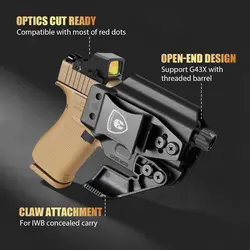 Funda táctica Glock 43/43X IWB/OWB sin láser, pinza derecha