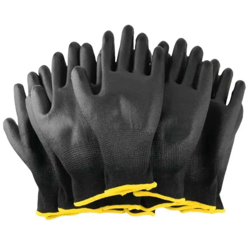 12 /24/36 pares de guantes negros/grises/horticultura, guantes de trabajo de seguridad, guantes de reparación, guantes recubiertos de palma, suministros para reparadores de carpintero - imagen 2