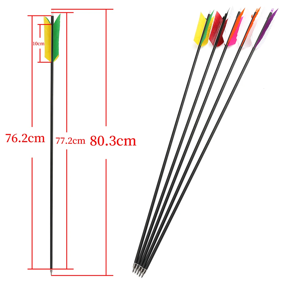 6/12 Uds flechas de carbono mezcladas 31,5 pulgadas flecha de tiro con arco pluma de pavo columna vertebral 500 ID 6,2mm OD 7,8mm arco recurvo tiro caza - imagen 2