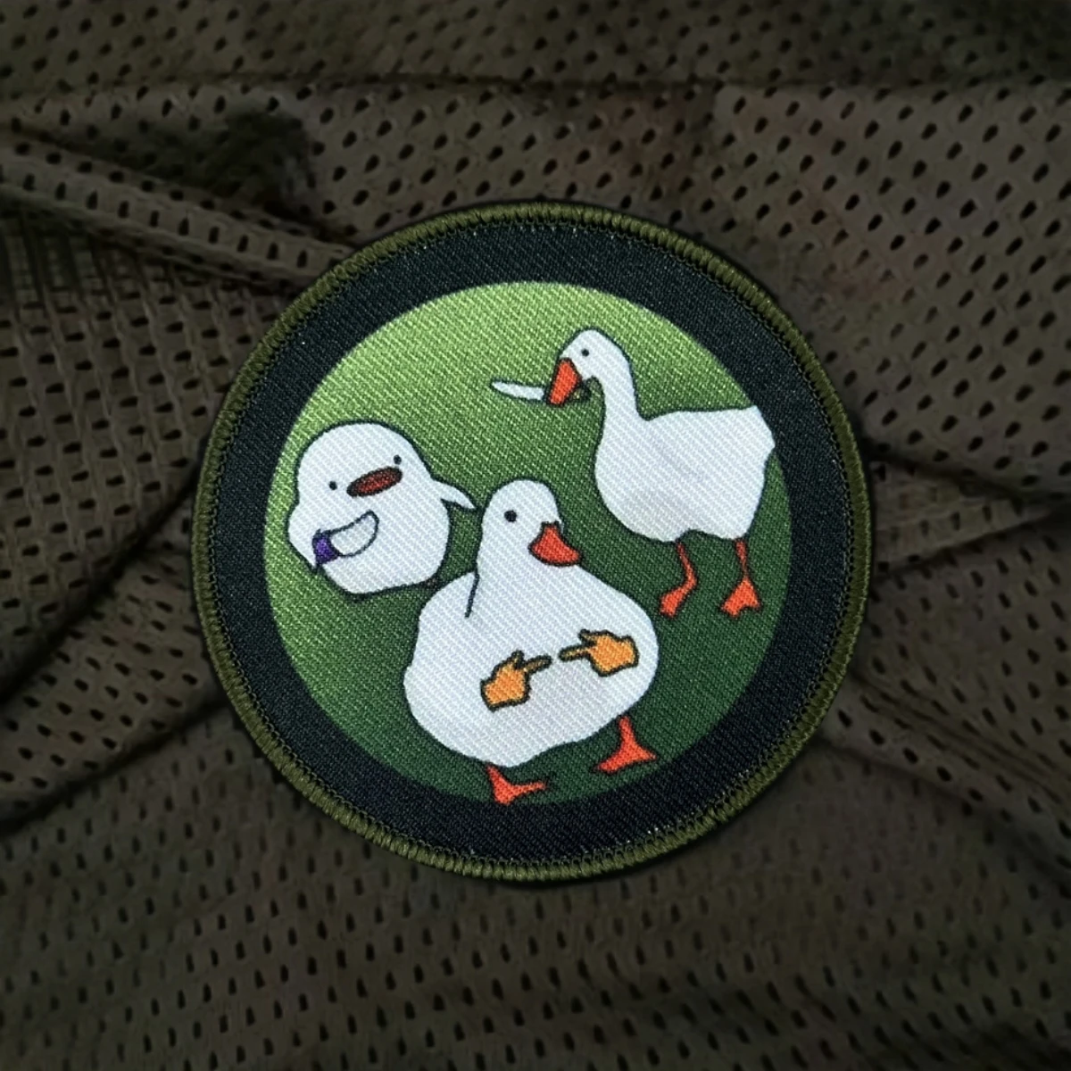Parche de insignia de moral táctica de gansos felices, brazalete militar, la paz nunca fue una opción, parches impresos de pato para pegatina de mochila - imagen 5
