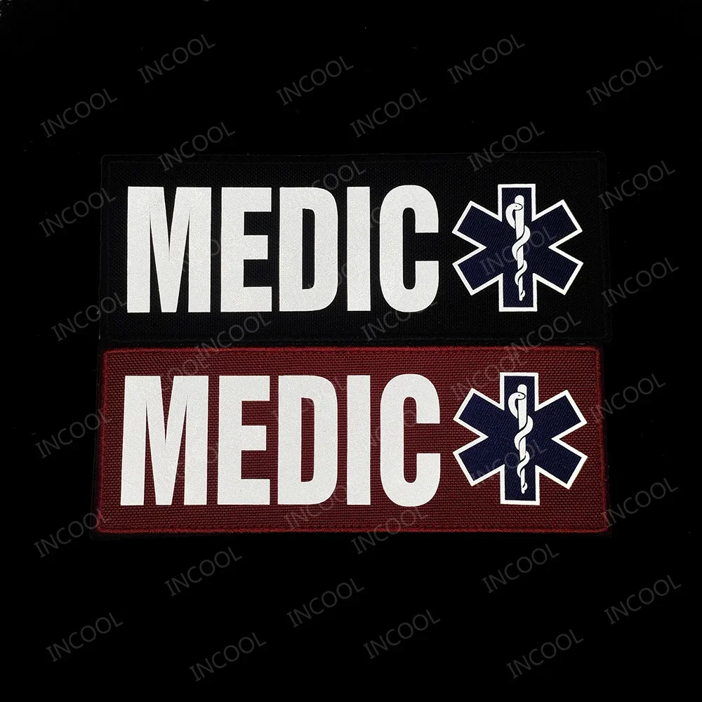 MEDIC IR Reflective Patches Emergency Rescue Paramedic Embroidery Armband Shoulder Tactical First Aid Badges For Clothing Jacket - imagen 3