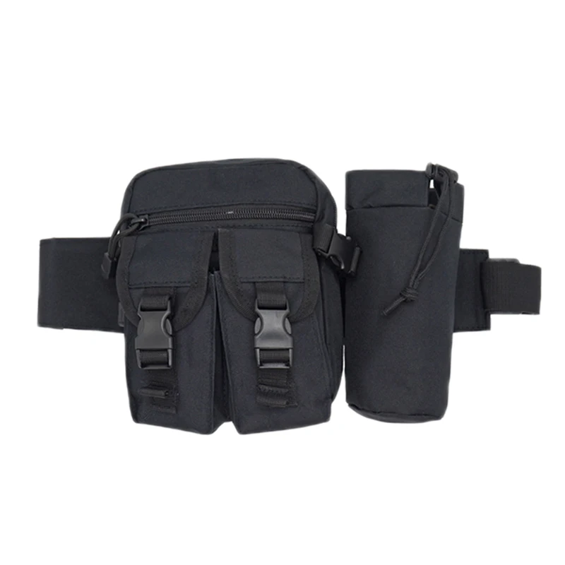 Riñonera táctica para exteriores para hombre, bolsa para botella de agua, impermeable, Molle EDC, para caza, senderismo, escalada, paquete de cinturón de nailon para teléfono móvil - imagen 4