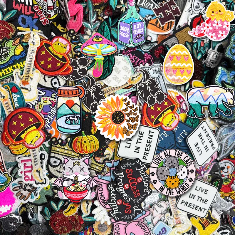Parche de envío mixto aleatorio de 20 piezas, parches bordados para planchar/costurar, chaquetas, sombreros, pantalones vaqueros, parches para planchar DIY para pegatinas de ropa - imagen 3