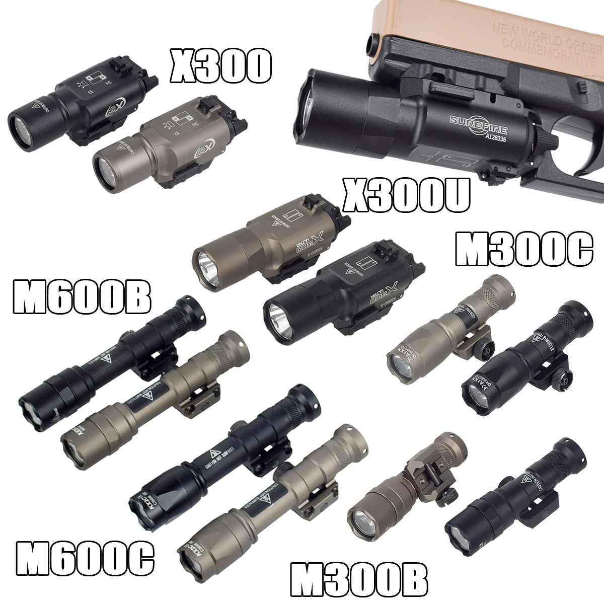 Entrega rápida linterna táctica Surefire X300 X300U M600C M600B Airsoft M300B M300C Perst-4 Scout luz accesorios de caza - imagen 2