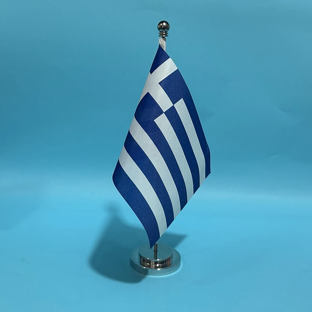 BANDERA DE SKY, bandera de escritorio de oficina, bandera de Grecia, 14x21cm, bandera de mesa de poliéster, bandera nacional griega, adornos de escritorio, banderas - imagen 4