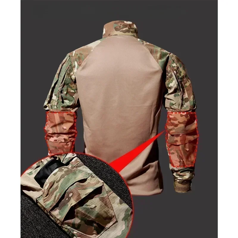 Nuevos conjuntos tácticos para exteriores, ropa para hombre, camisas multibolsillos + pantalón Cargo recto, trajes de caza, conjunto resistente al viento de camuflaje - imagen 3