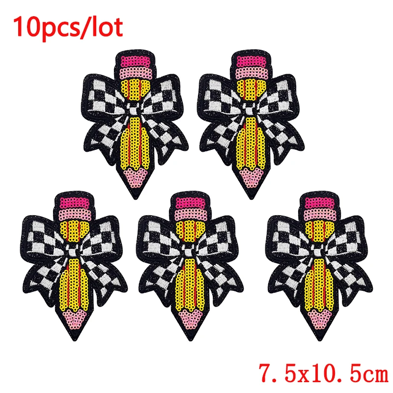 10 unids/lote de parches de pajarita de dibujos animados/letras, parches bordados para ropa, mochila, sombreros, parche para coser, parches para planchar para ropa - imagen 3