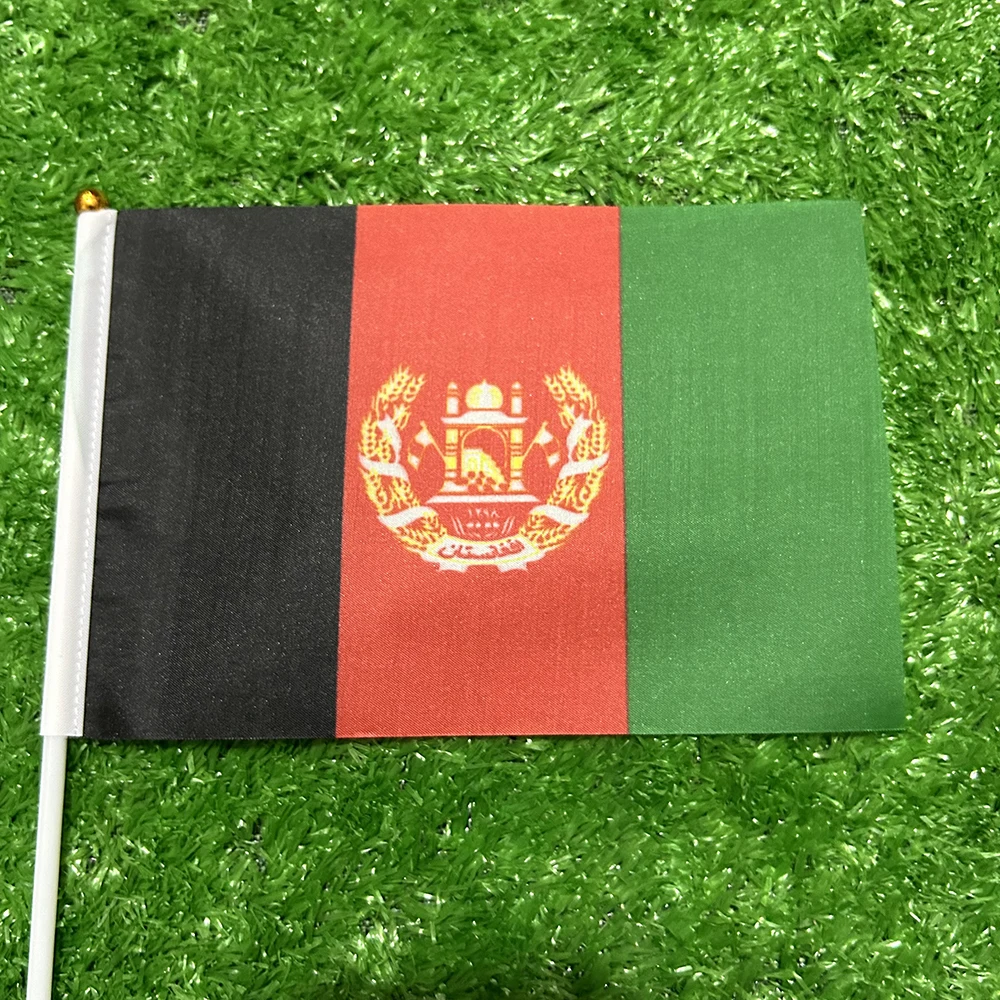 BANDERA DE SKY Bandera de mano de Afganistán 14x21 cm Banderas de mano nacionales afgano afghani kabul AF AFG Banner de la República Islámica de Afganistán - imagen 4