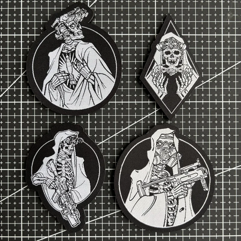 Insignia de moral de calavera Reaper, parche táctico bordado, esqueleto, soldado, gancho y bucle, brazalete militar, mochila, pegatina de muerte - imagen 2