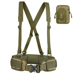 Cinturón Táctico MOLLE para Hombre, Conjunto de Cinturón de Combate Ajustable para Trabajo al Aire Libre, Cinturón Acolchado Reforzado para Caza, Airsoft y CS