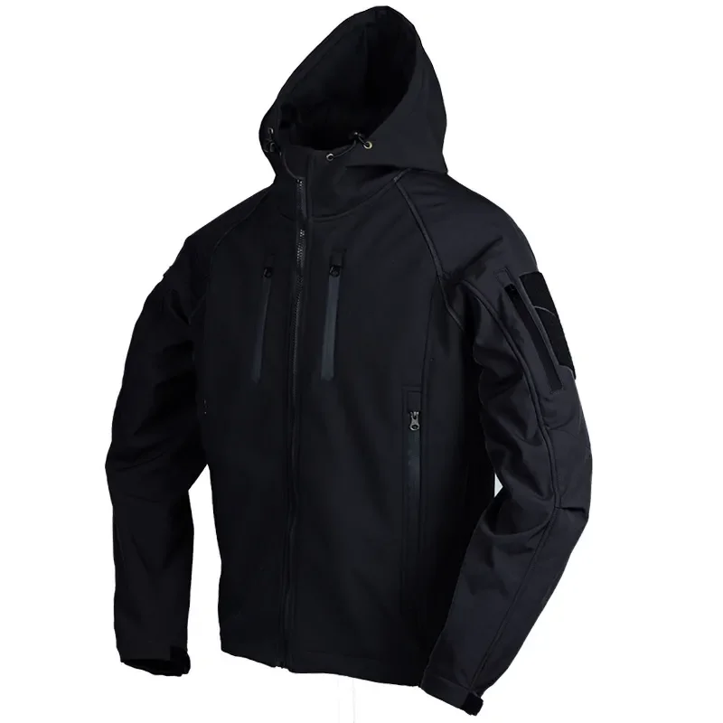 Chaqueta táctica de concha suave para hombre, abrigo impermeable con capucha, cálido, para caza al aire libre, a prueba de viento, Otoño e Invierno - imagen 4