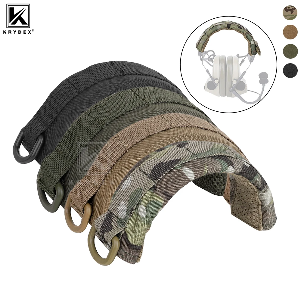 KRYDEX-funda de banda para auriculares Modular táctica, orejera, soporte para auriculares, funda protectora MOLLE, accesorios de caza