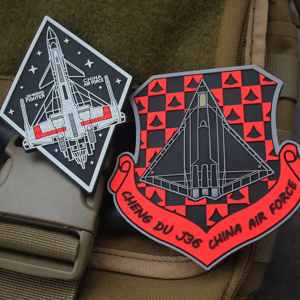 Parche de PVC 3D de Chengdu J36 China Air Force JX-WING Fighter J10 insignia de goma táctica para decoración de ropa y bolsa - imagen 2