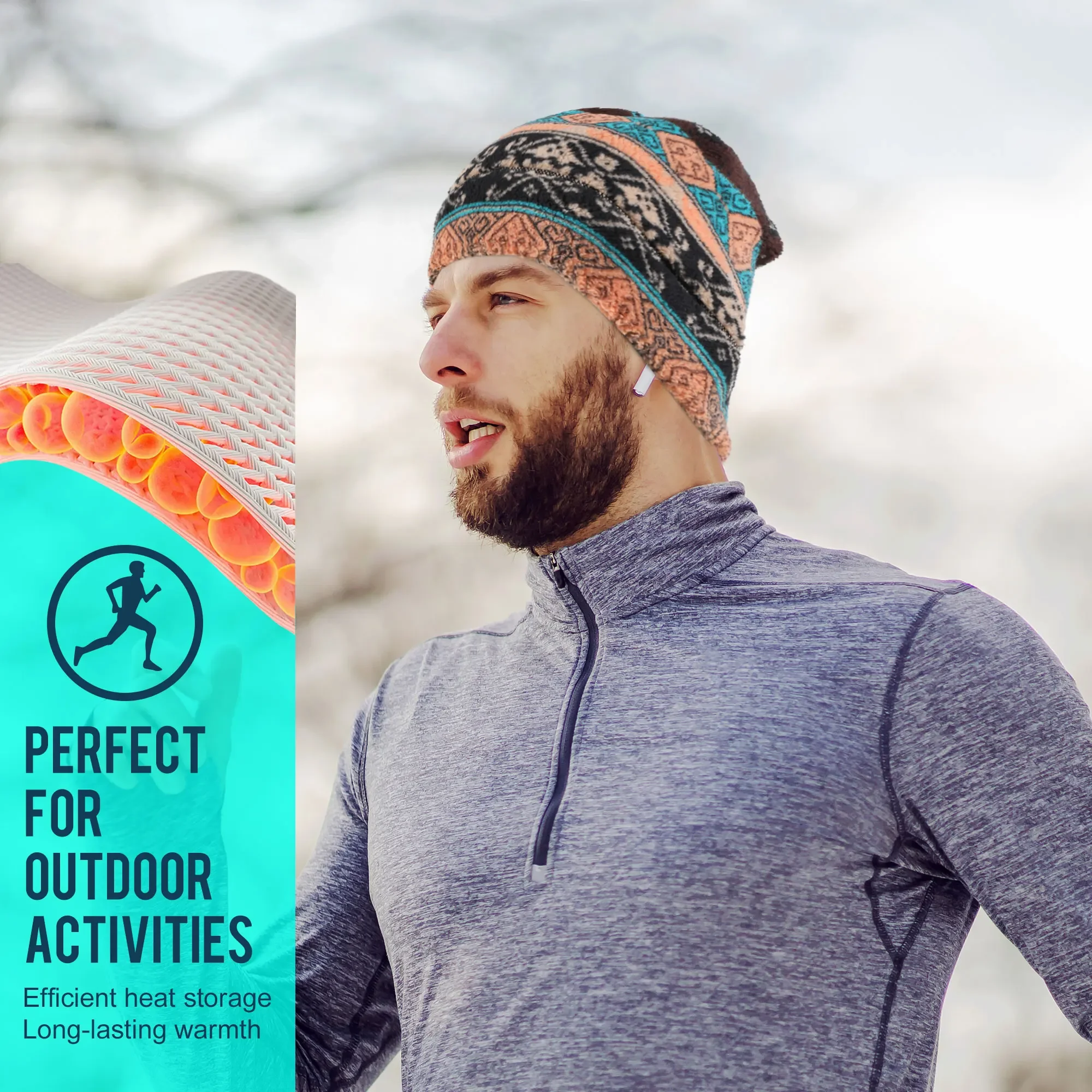 Gorro para correr, gorro térmico más cálido, cubierta suave para las orejas, gorro informal de invierno para esquiar, caminar, viajar, Snowboard, accesorios deportivos - imagen 2