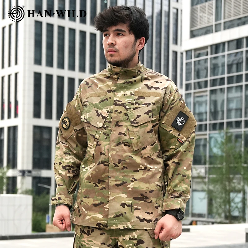 Uniforme de senderismo al aire libre para hombre, ropa de escalada, trajes de camuflaje tácticos con almohadillas, camisas de entrenamiento de caza resistentes al desgaste, conjuntos de pantalones Cargo