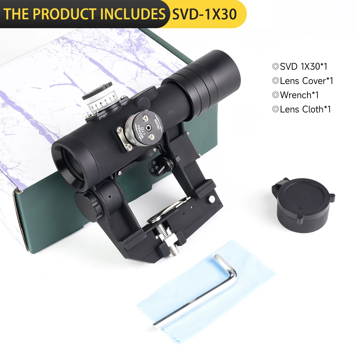 Mira réflex 1x30 SVD con retícula roja iluminada para Airsoft - imagen 5