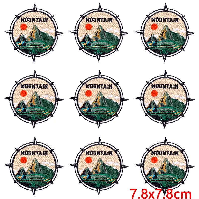 Parches termoadhesivos bordados para ropa de aventura, parche Fusible de ola de mar para planchar en la ropa, acampada, montaña, 10 unids/lote por paquete - imagen 5