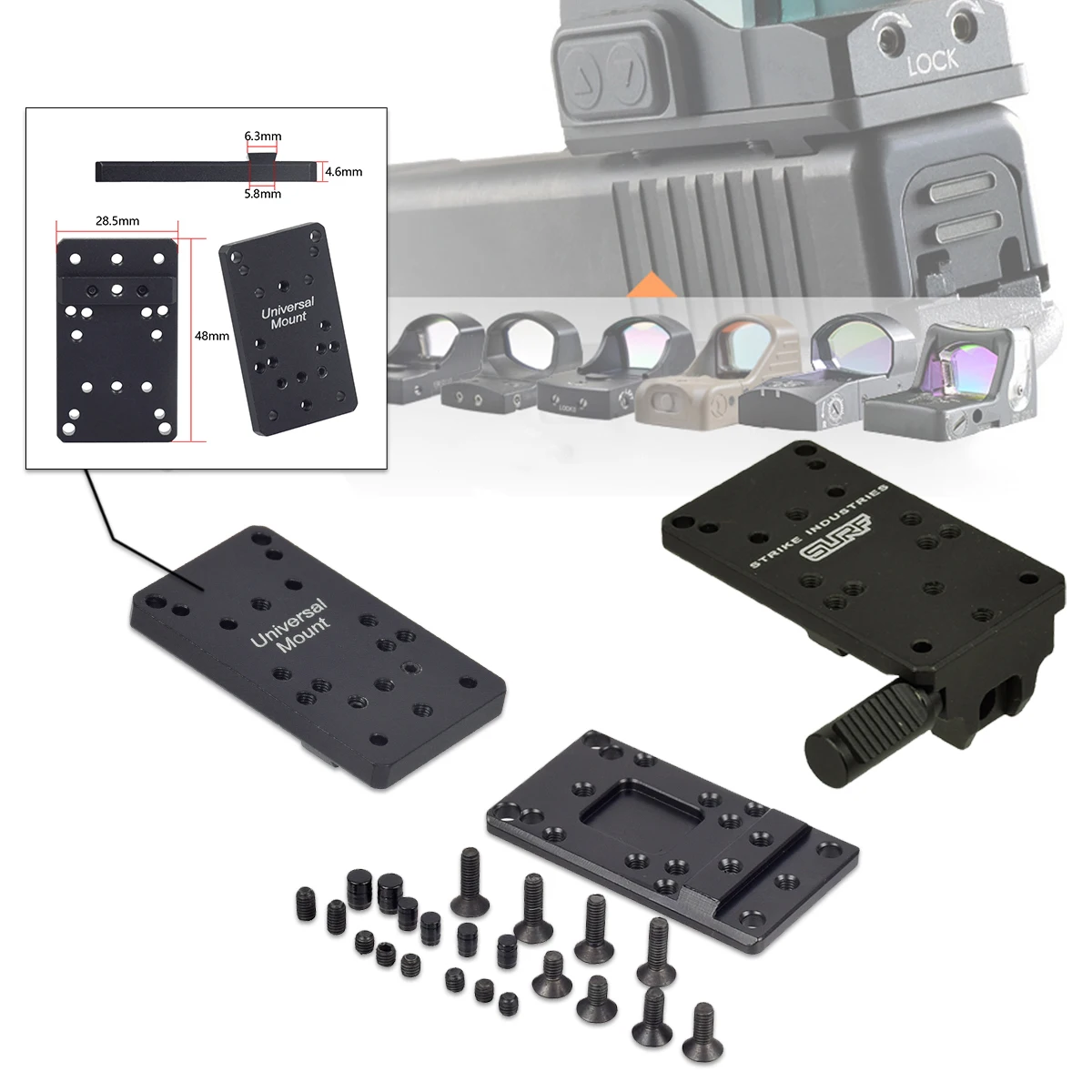 Óptica táctica, Base de montaje de punto rojo, adaptador de placa de montaje de pistola Universal para Glock 17 19, accesorios de Stent de mira trasera