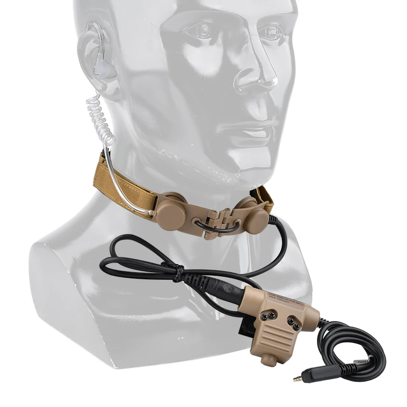 Wadsn auriculares tácticos de conducto de aire de garganta, auriculares con micrófono laríngeo de cuello con Kenwood U94 PTT para Moto Midland Walkie Talkie - imagen 5