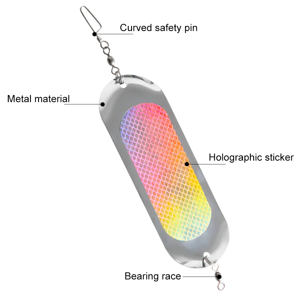 4 Uds. Señuelos de pesca reflectantes, señuelos de curricán, luces de salmón, cebo de Metal para curricán con mosca para trucha, lubina, Lucio, pesca dorada - imagen 4