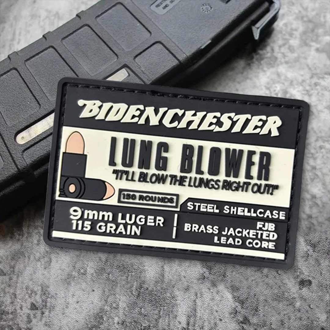 Parche táctico de PVC para soplador de pulmón de 9mm, parches de gancho y bucle para ropa, parches de insignia de moral, pegatinas para mochila militar