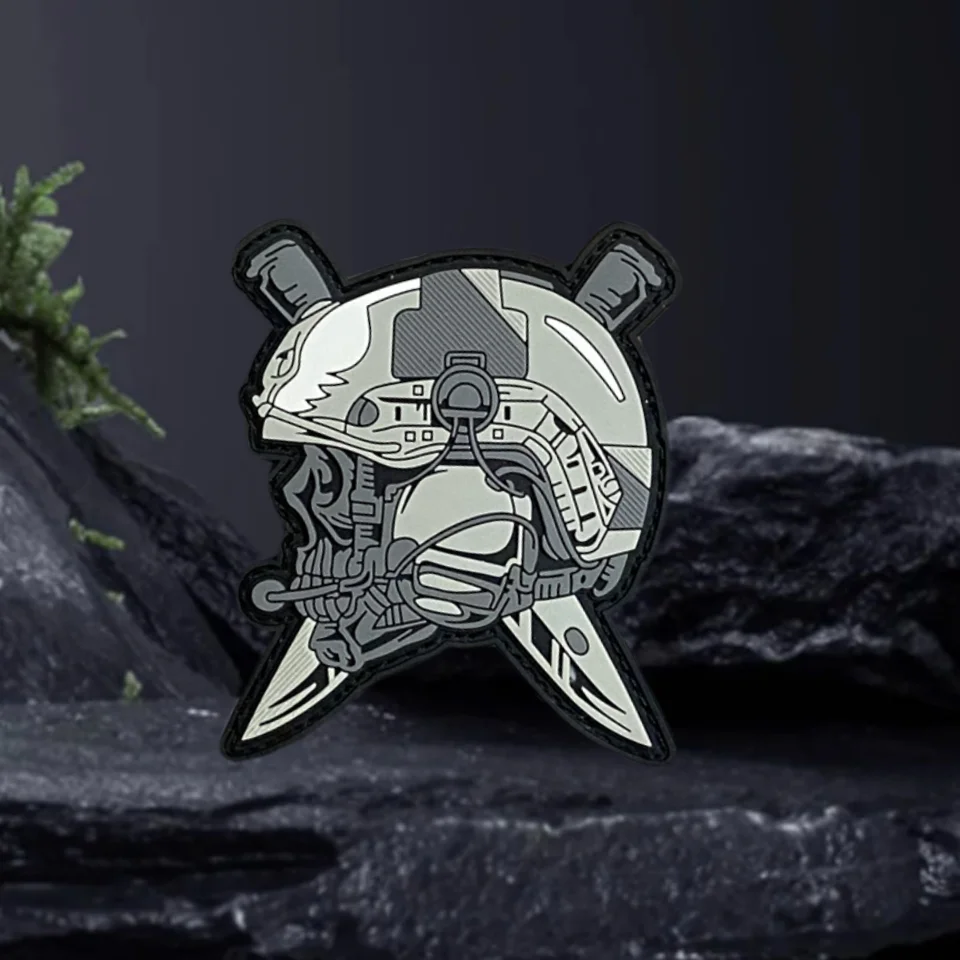 Parche para casco de calavera, insignia de moral táctica, gancho y bucle de PVC, mochila militar, accesorios de decoración de ropa, brazalete adhesivo