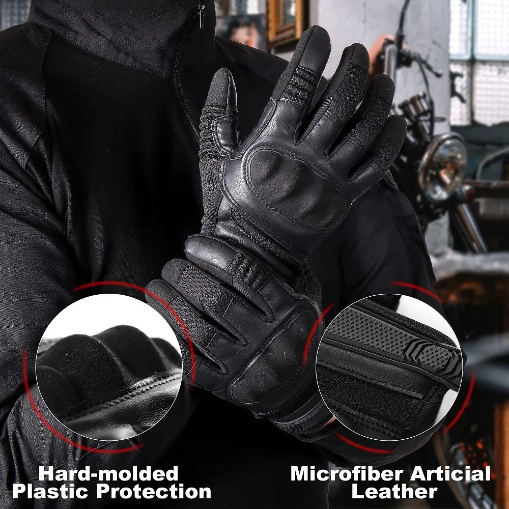 Guantes tácticos de dedo completo de cuero PU Airsoft combate Paintball caza trabajo bicicleta pantalla táctil equipo de protección antideslizante hombres - imagen 3