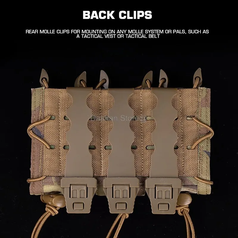 Bolsa para revistas tipo tigre de 9mm, pistola táctica, Clip Triple Mag Molle.40.45ACP, funda para linterna EDC, portacuchillos Airsoft GBB - imagen 3