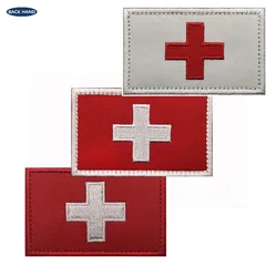 Parche bordado bandera Suiza con velcro para equipo táctico