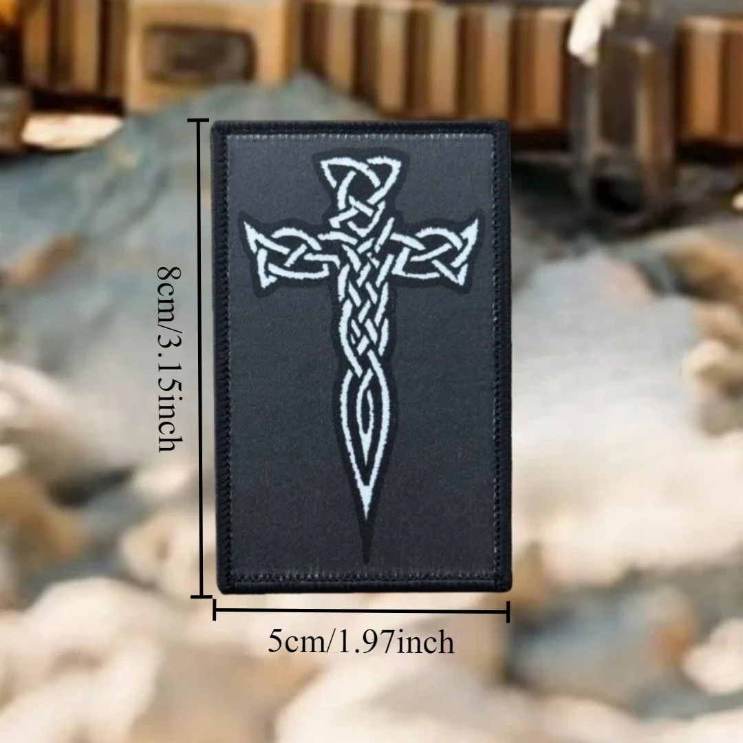 Parche de cruz celtaica, parche táctico de moral religiosa cristiana irlandesa, pegatinas para mochila, parches de gancho y bucle impresos para ropa - imagen 2