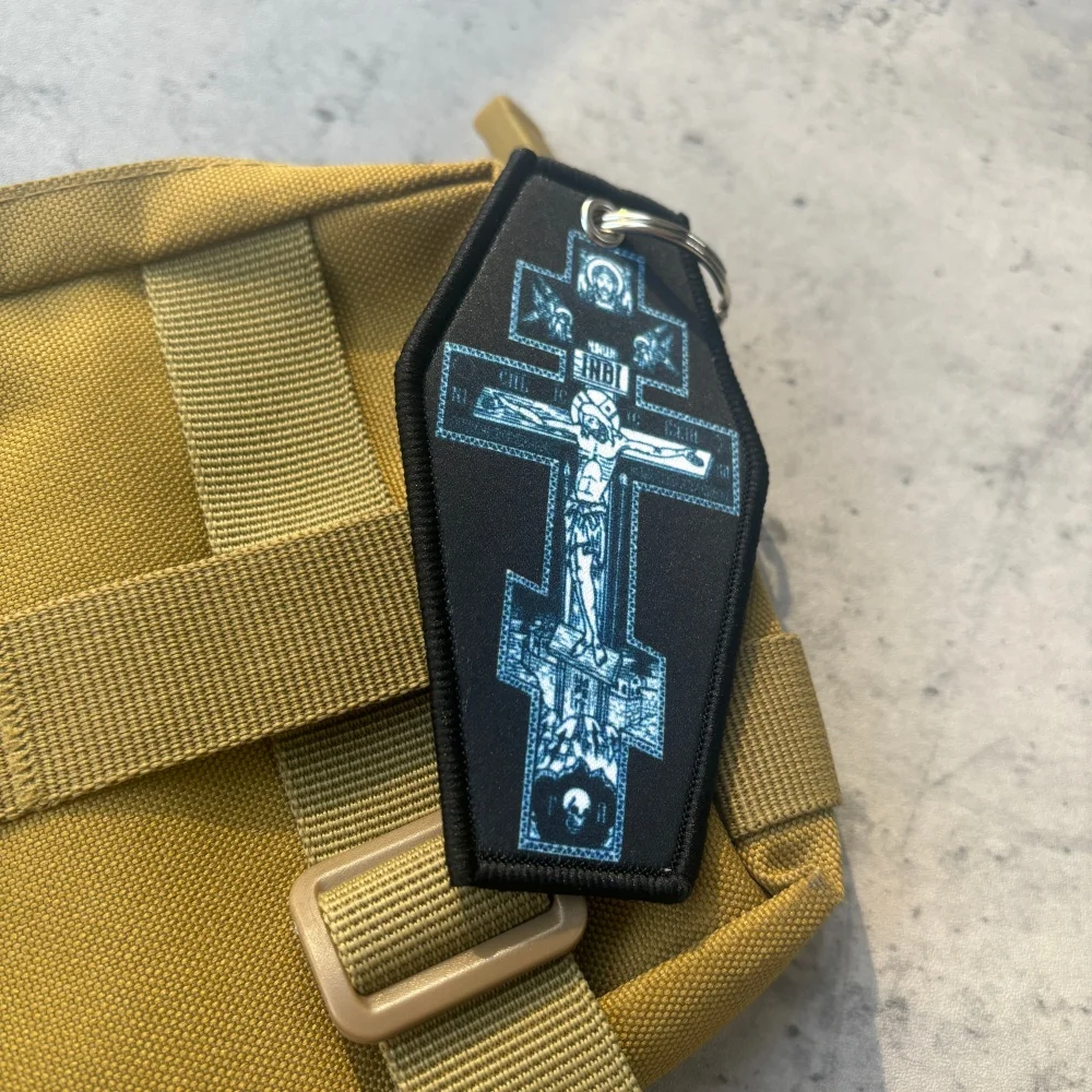Parche táctico de la cruz de Cristo moral, llavero con estampado religioso, insignia del ejército militar, brazalete, mochila, llaveros - imagen 5