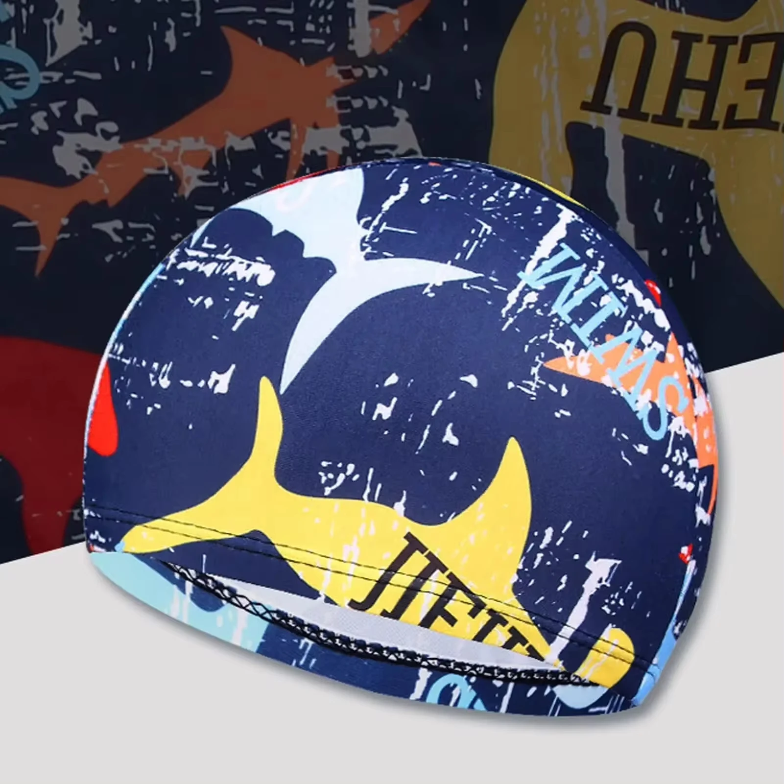 Gorro de natación con estampado de hojas con protección para los oídos y diseño antideslizante para adultos: perfecto para piscina, playa y diversión de verano - imagen 2