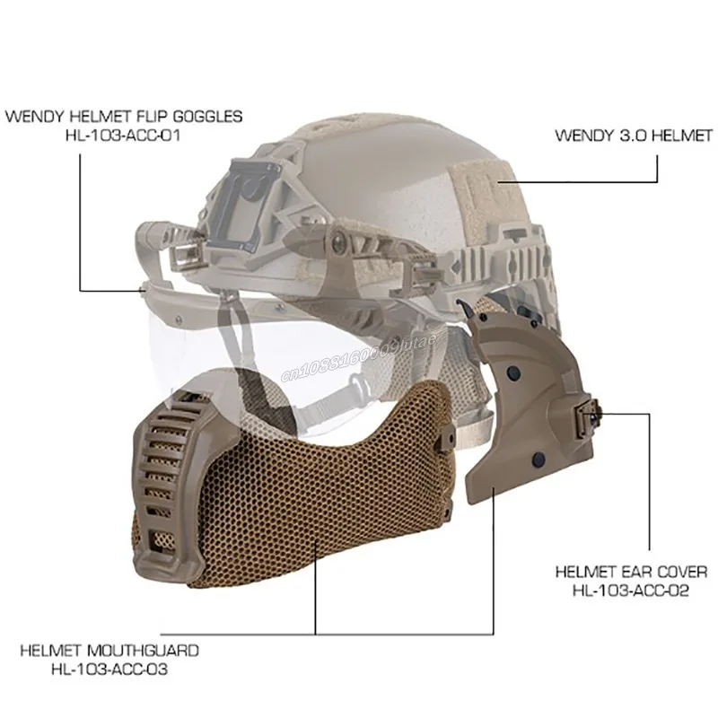 Protector bucal para casco Wendy 3,0, cascos de caza, equipo Airsoft, máscara de malla mandíbula, protección de media cara, accesorios tácticos para casco - imagen 3