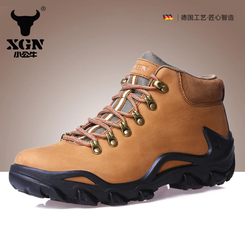 XGN-zapatos de senderismo de piel de vaca para hombre, botas de caza impermeables, zapatillas de trekking, antideslizantes, para caminar, botas tácticas de viaje de combate en el desierto - imagen 4