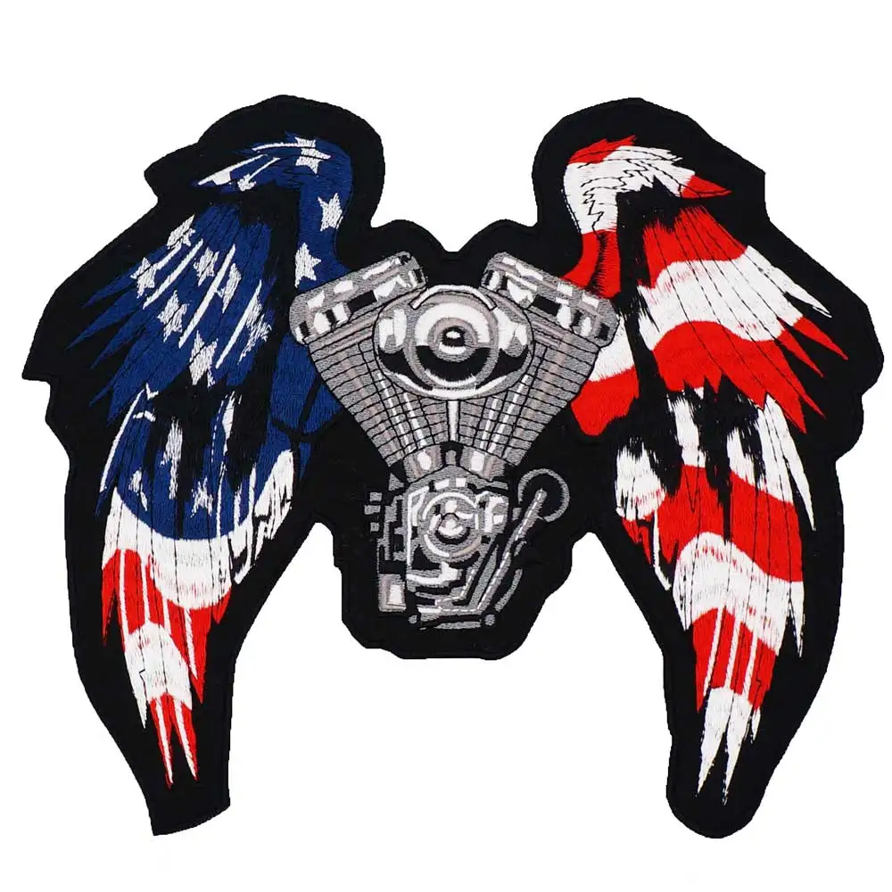 Parches grandes bordados de alas mecánicas, apliques de costura y hierro, banda de motorista punk Hip Hop, ropa de Rock, artículo esencial