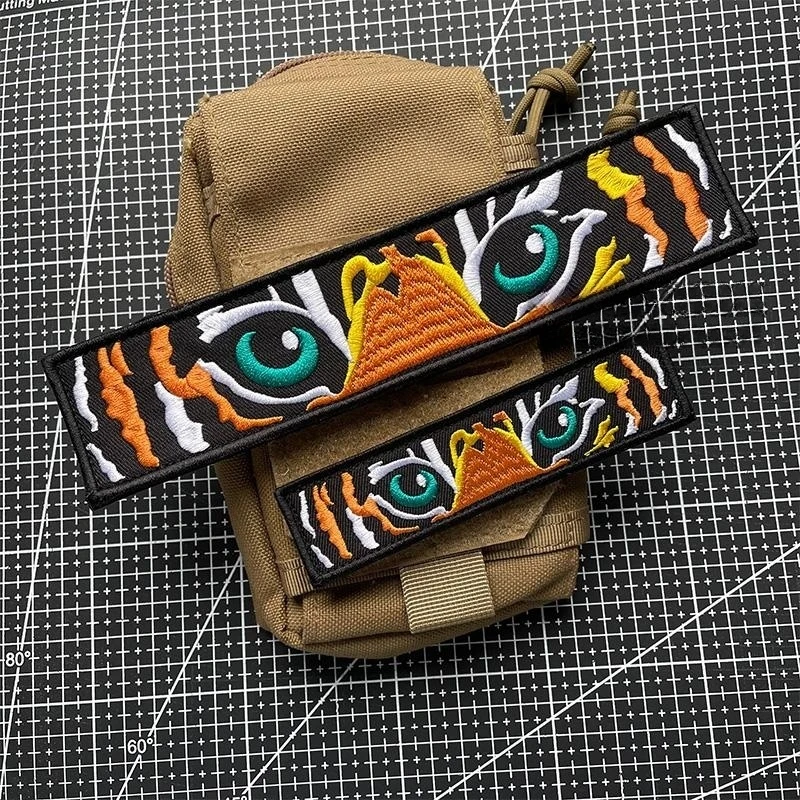 Parches bordados de ojo de tigre, pegatina de gancho y bucle para ropa, brazalete táctico, parche de cabeza de tigre de bosque oscuro para mochila, sombreros - imagen 4