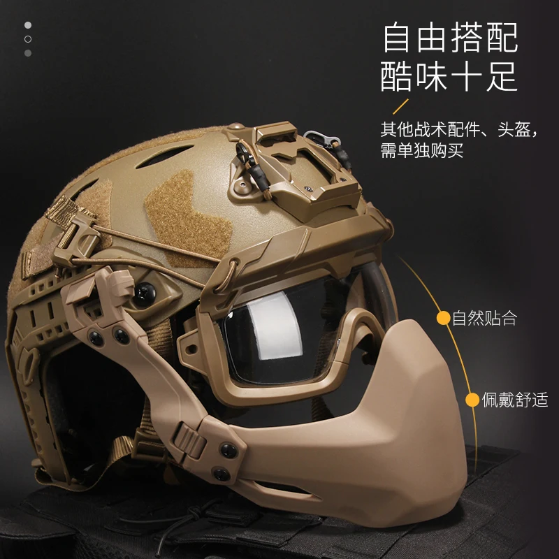 FMA-mascarilla protectora para casco táctico, máscara plegable de medio sello, Protector de mandíbula, máscara de riel para casco Airsoft de caza - imagen 5