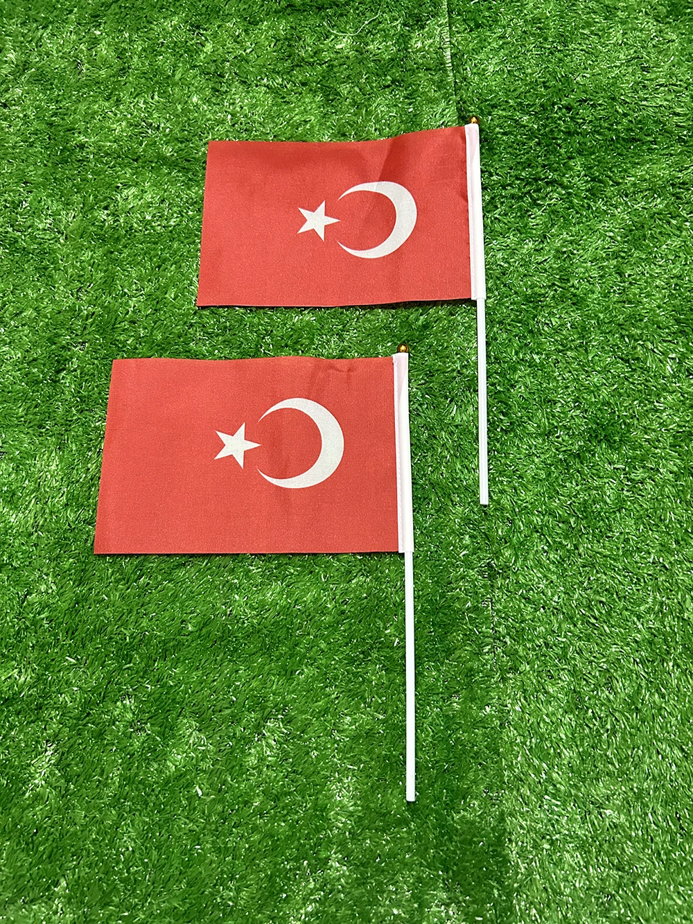 Bandera de esquí bandera de mano de pavo 10/20/50/100 Uds 21*14cm banderas ondeantes de mano de pavo con poste de plástico para actividades deportivas decoración del hogar - imagen 3