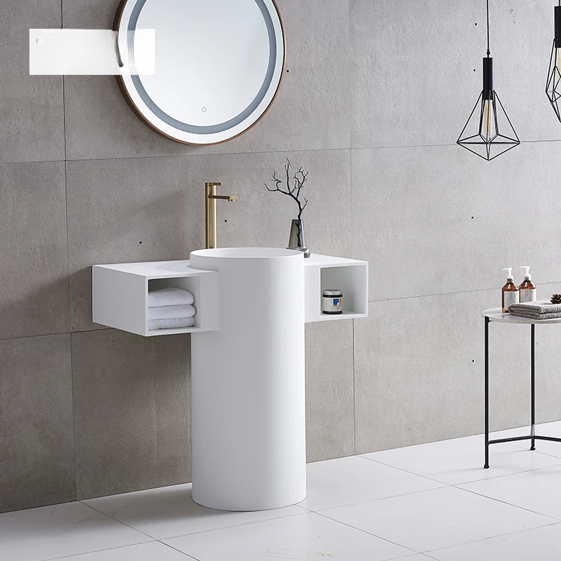 Lavabo de columna de pie integrado circular personalizado para lavado de manos, lavabo, balcón de baño, uso doméstico, - imagen 3