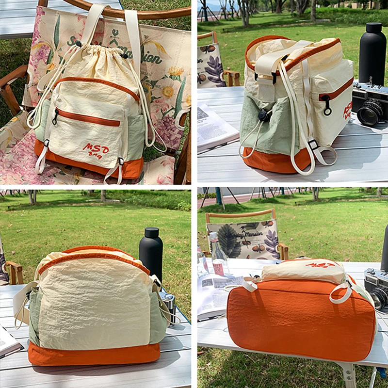 Bolsa de gimnasio con cordón, gran capacidad, para viajes al aire libre, desplazamientos, compras, bolsos de hombro tipo bandolera, paquete ligero de botella de agua para teléfono - imagen 5